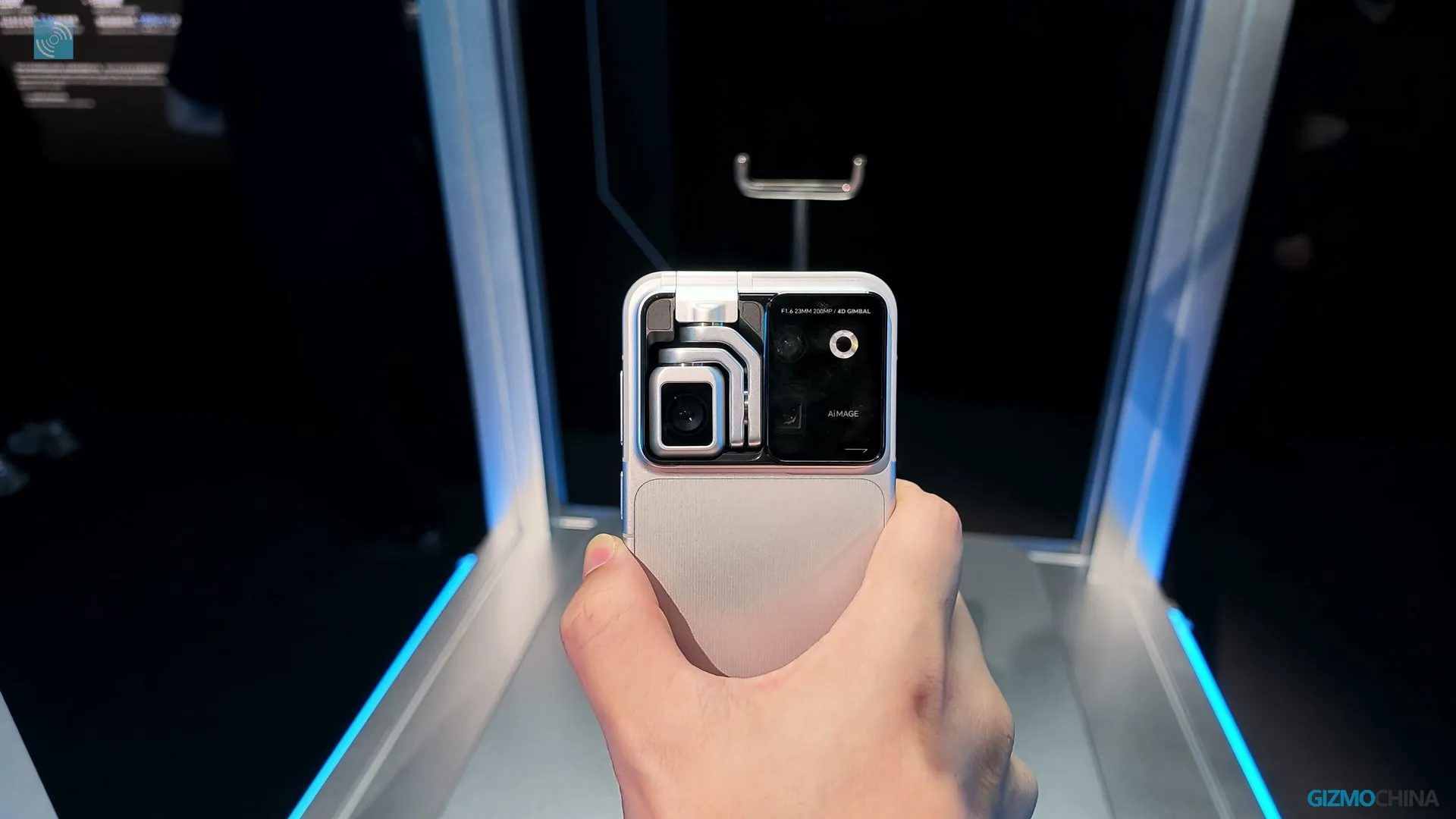 Close-up of Honor Robot Phone's compact gimbal motor with protective sliding cover