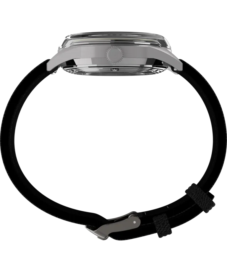Side profile of Timex Marlin Jet Titanium Automatic GMT showing titanium case thickness and domed crystal