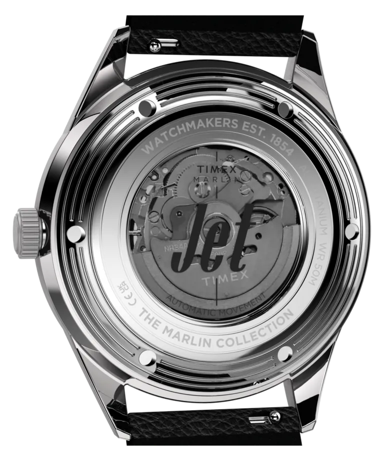 Timex Marlin Jet Titanium Automatic GMT showcasing domed Hesalite crystal and classic design