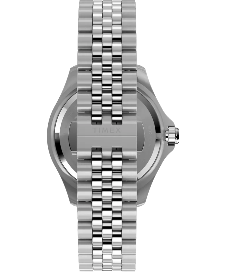 Timex Meridian 200 Automatic GMT bracelet clasp and caseback view