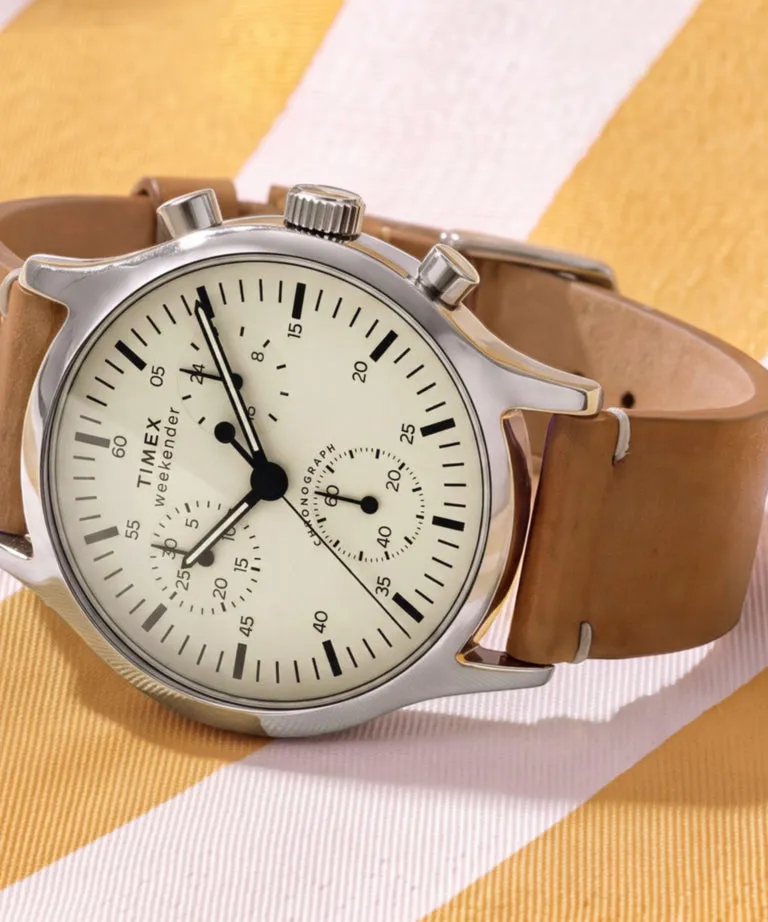 Timex Weekender New England TW2Y85000 Cream Dial Chronograph Front View