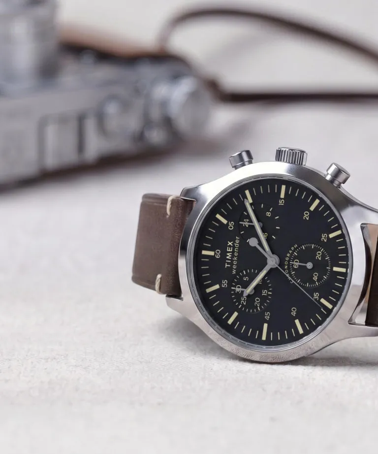 Timex Weekender New England TW2Y85200 Black Dial Chronograph Front View