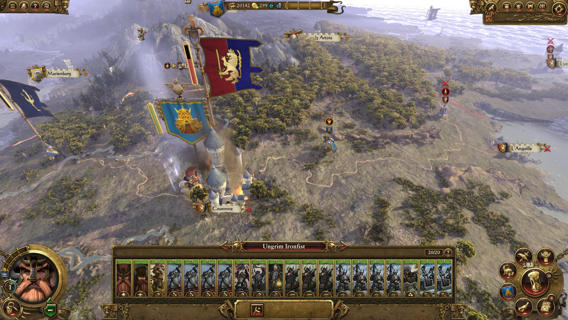 Total War Warhammer campaign world map screenshot showing provinces and strategic overlay