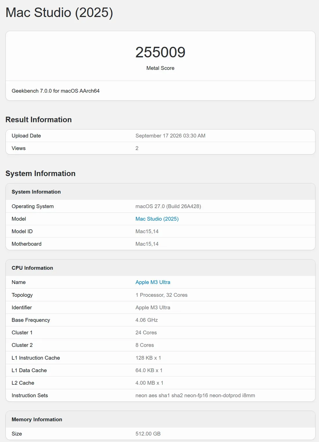 Apple M3 Ultra Geekbench GPU score - Apple M5 Ultra Benchmark Leak Hints at Massive GPU Performance Leap
