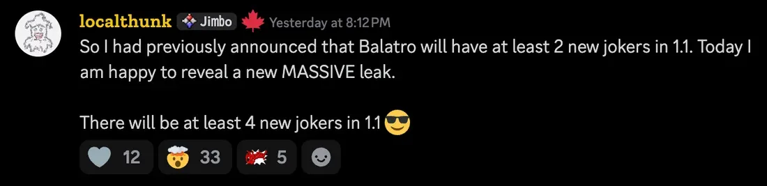 Photo of display and multi-monitor output Balatro 1.1 Leak Promises 4 New Jokers and Opt-In Content Mechanics