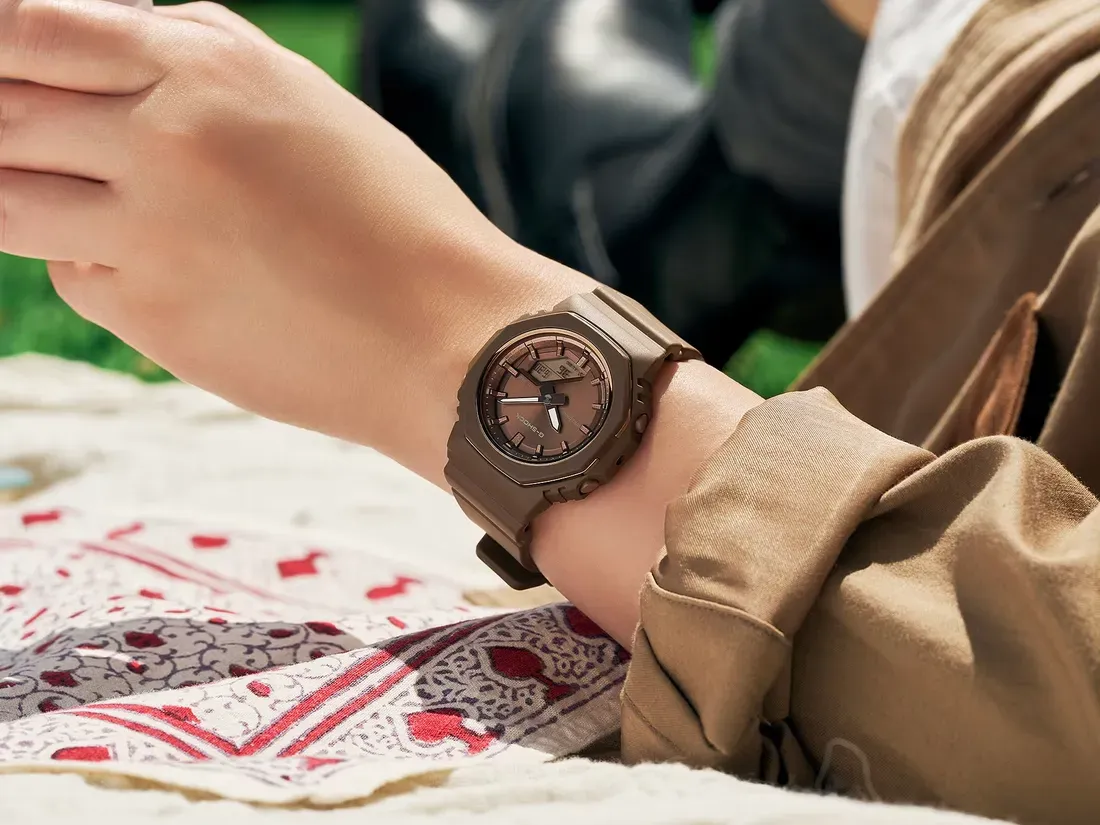 The Casio G-Shock GMA-P2110-5A comes with a brown finish - Casio Refines the Iconic G-Shock 'CasiOak' With a Slim, Monochrome Update
