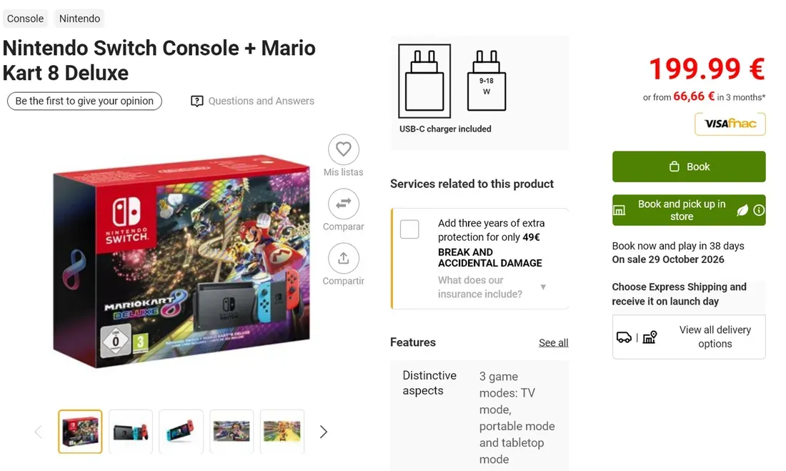 Nintendo Switch Mario Kart 8 Deluxe bundle at Fnac shown - Defying Price Hikes, This New Nintendo Switch Bundle Is a Total Steal