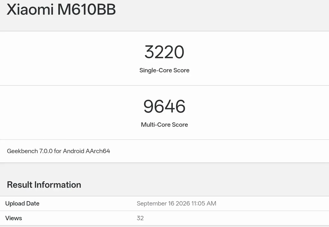 Geekbench 7 benchmark listing of the unreleased Xiaomi 18 Pro - Leaked Xiaomi 18 Pro Benchmark Signals a Surprising GPU Split