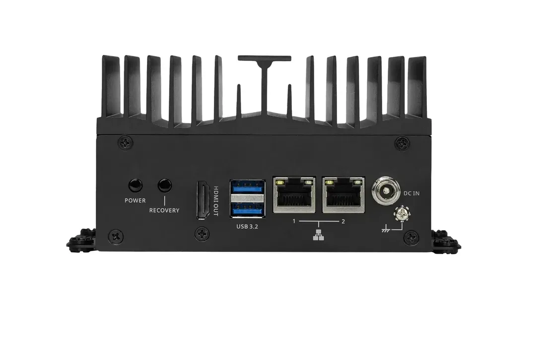 The industrial mini PC features a healthy array of I/O options, including dual gigabit Ethernet. - MSI's Fanless Mini PC Packs Nvidia AI Power into a Tiny Box