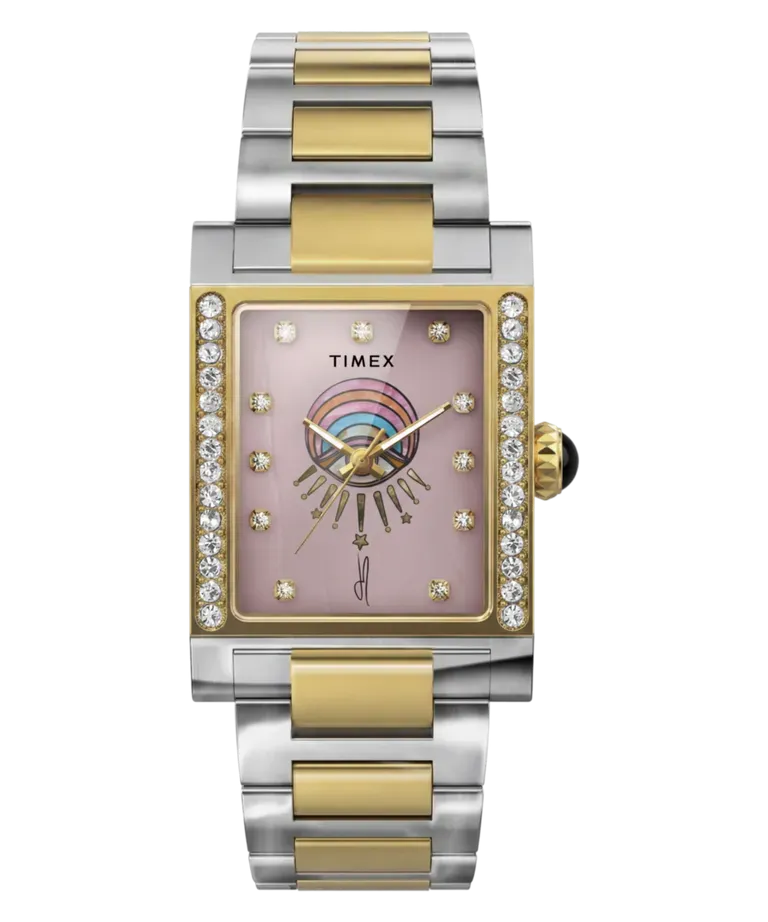 tw6a15000 4e68cfe0 4230 4246 999 Real Rose Quartz and 28 Crystals Bring Art Deco Flair to Timex