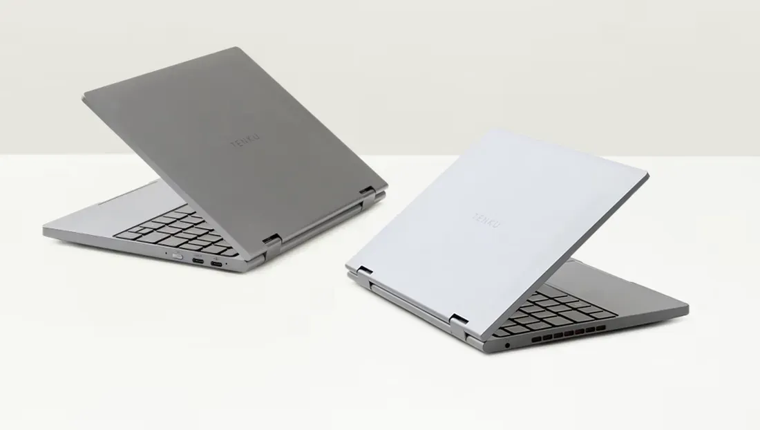 The Tenku Note Pro AI laptop features a classy and minimal design, and comes in silver and dark gray colorways - This 10.5-inch Laptop Packs a 12-Core Processor Into Your Pocket