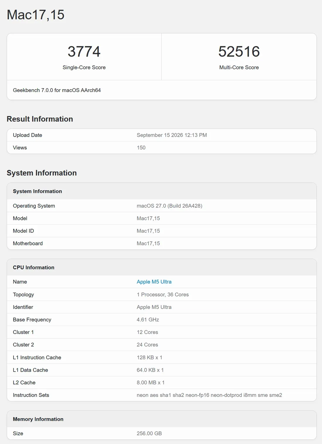 Apple M5 Ultra Geekbench 7 score - This 36-Core Mac Chip Is Trading Blows With 96-Core Server CPUs