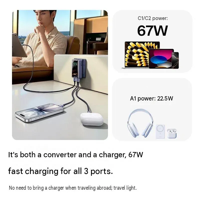 Photo of bundled accessories and adapter This 67W Travel Charger Finally Ends the Global Outlet Guessing Game