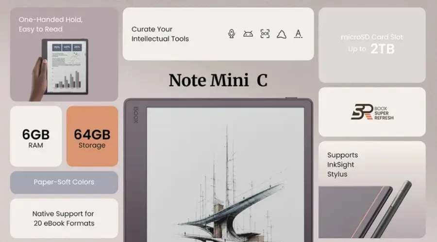 Boox Note Mini C features - This 8.5-inch Color E-Ink Tablet Finally Fits in One Hand