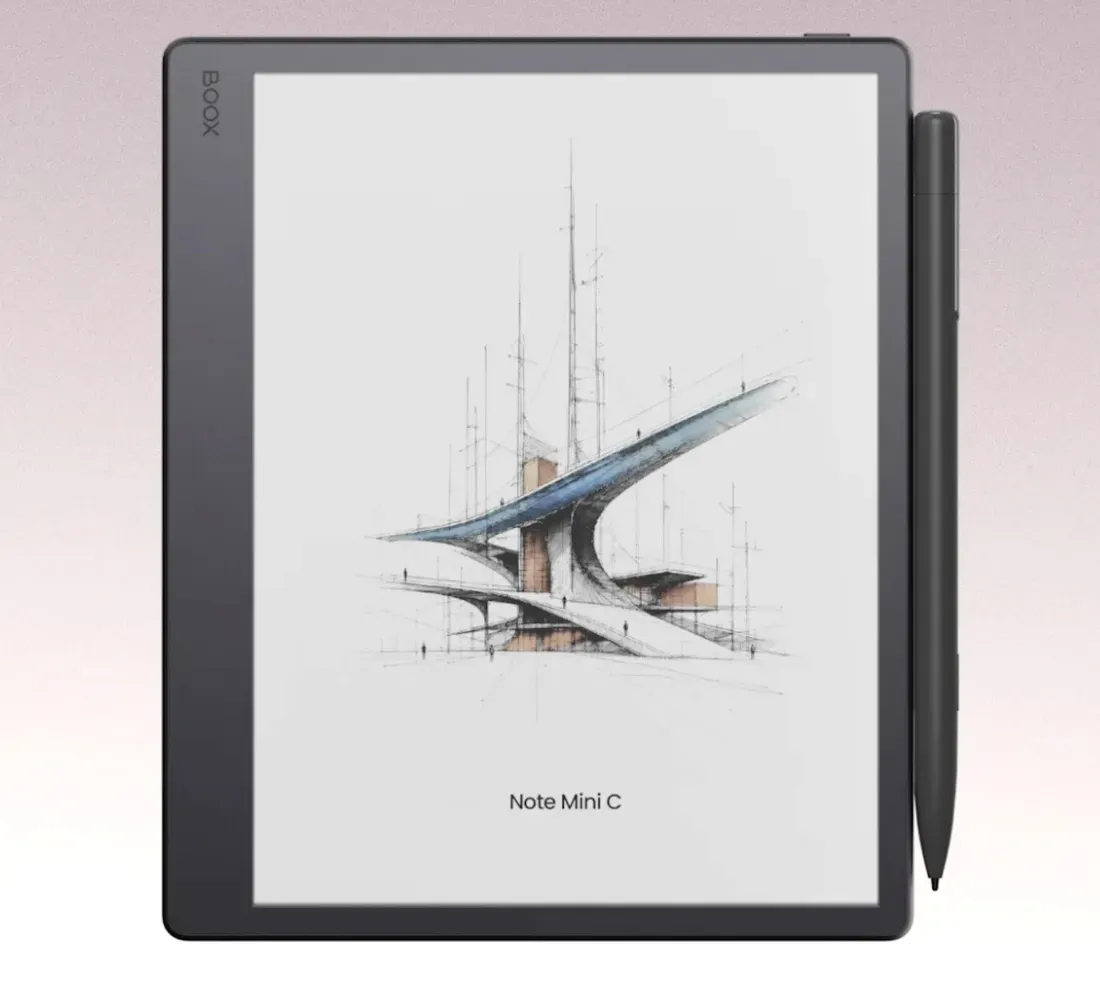 The Boox InkSight magnetic stylus attaches to the side of the Note Mini C for storage. - This Compact Color E-Ink Tablet Solves Digital Eye Strain