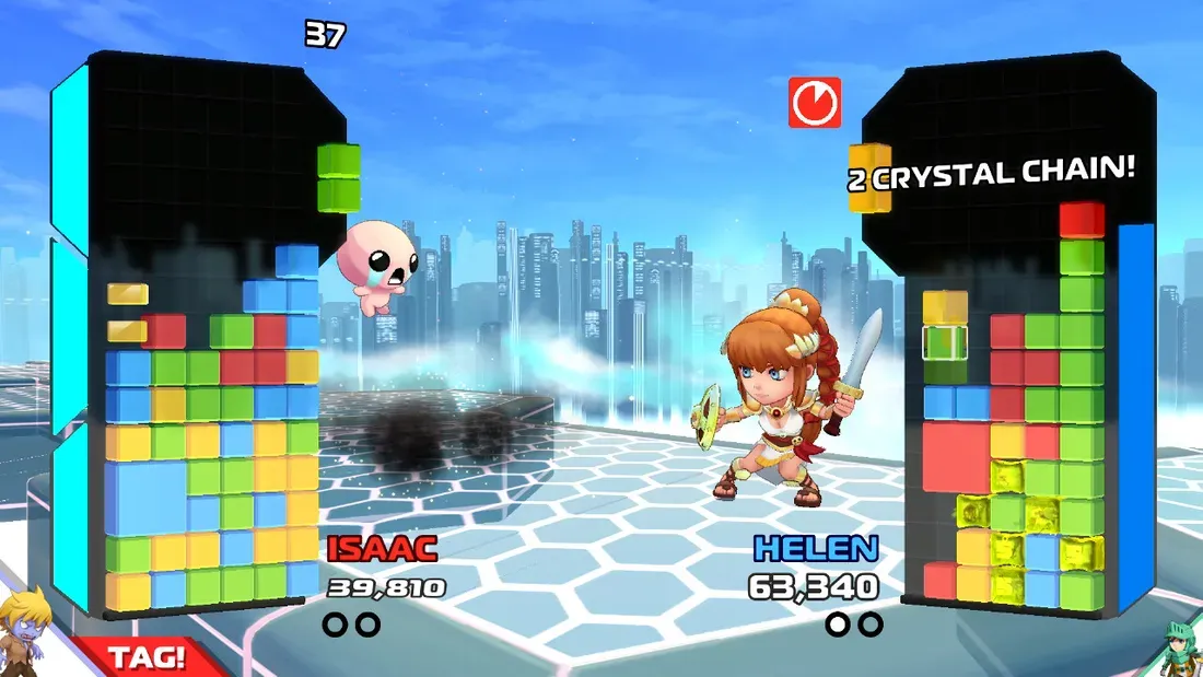 Pictured: A gameplay screenshot from Crystal Crisis. - This Steam Puzzle Fighter Is Free, but Its Crystal Battles Bite