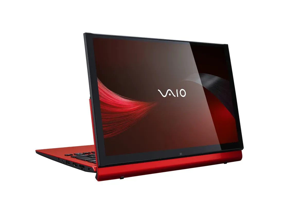 Vaio T series in view mode (fine red) - Vaio Returns With a Flexible 2.5K Ultrabook That Lasts All Day