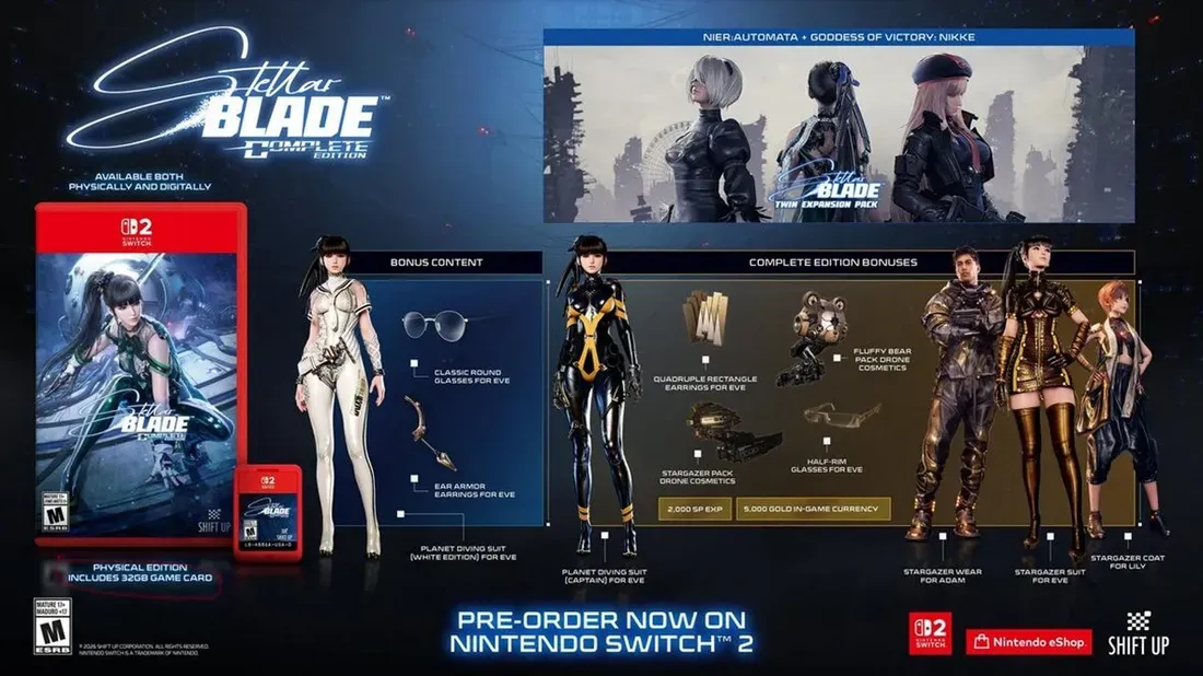 Stellar Blade Complete Edition ad is shown - Why Stellar Blade on Switch 2 Is a Big Win for Physical Media Fans