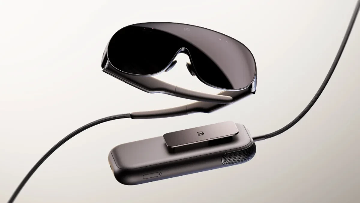 Meta VR Glasses showing the lightweight modular design and external computing pack