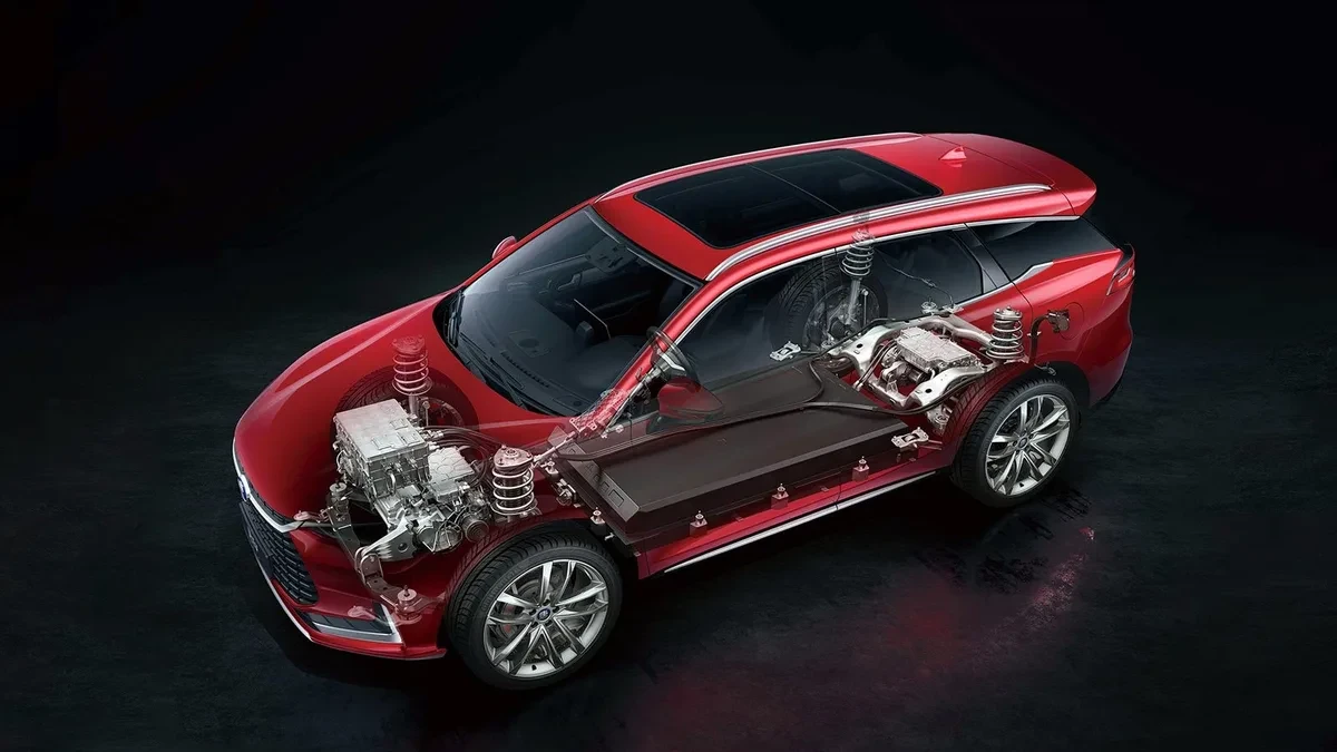 BYD electric vehicle showcasing modern aerodynamic design and battery technology