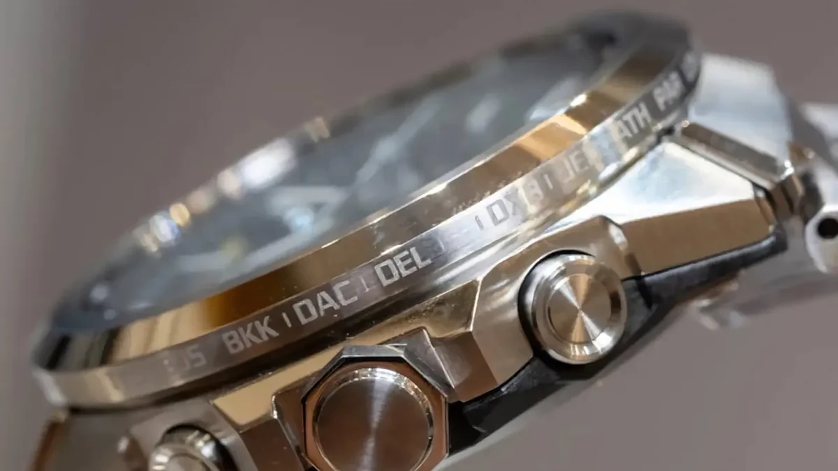 Casio G-Steel GST-W1000 stainless steel watch with octagonal bezel