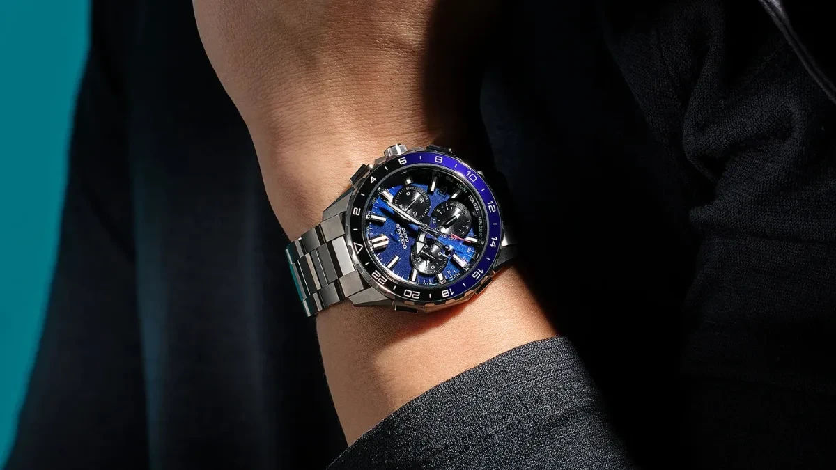 Casio Oceanus OCW-P3000 series luxury titanium watch with ceramic world-time bezel