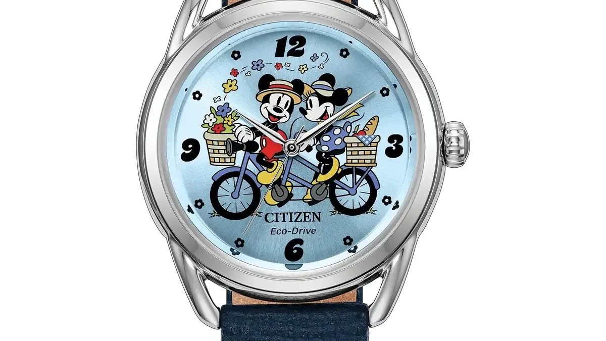 Citizen FE7097-05W Disney Eco-Drive watch with Mickey and Minnie on blue dial