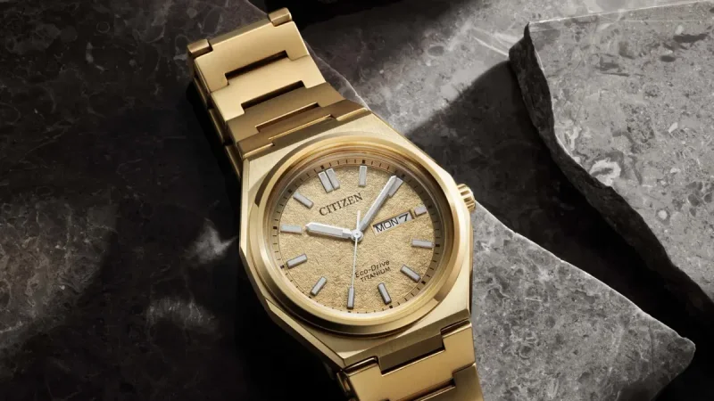 Citizen Solves Scratched Gold Watches With Tough Amber Titanium