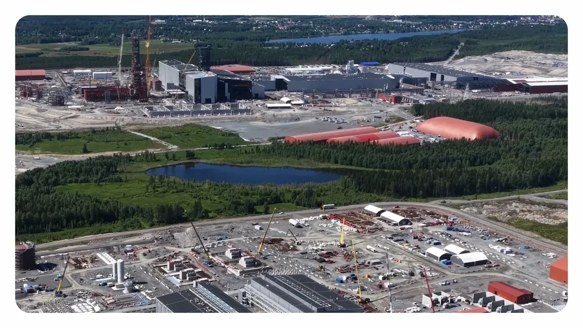 Exterior view of Stegra commercial near-zero emission green steel facility in Boden Sweden