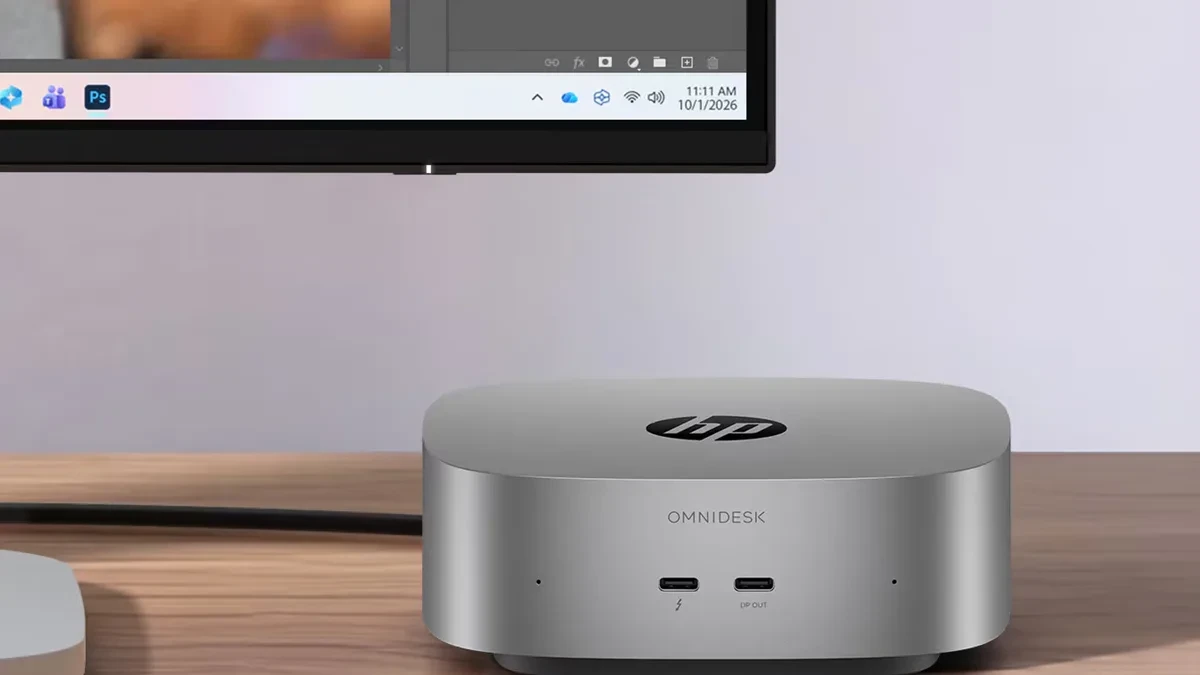 HP OmniDesk Mini PC featuring Intel Panther Lake processor