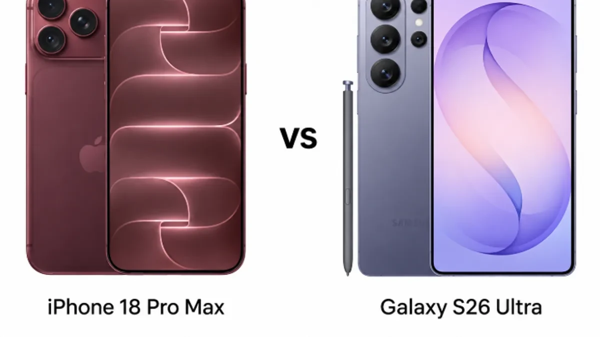 iPhone 18 Pro Max and Samsung Galaxy S26 Ultra side-by-side comparison