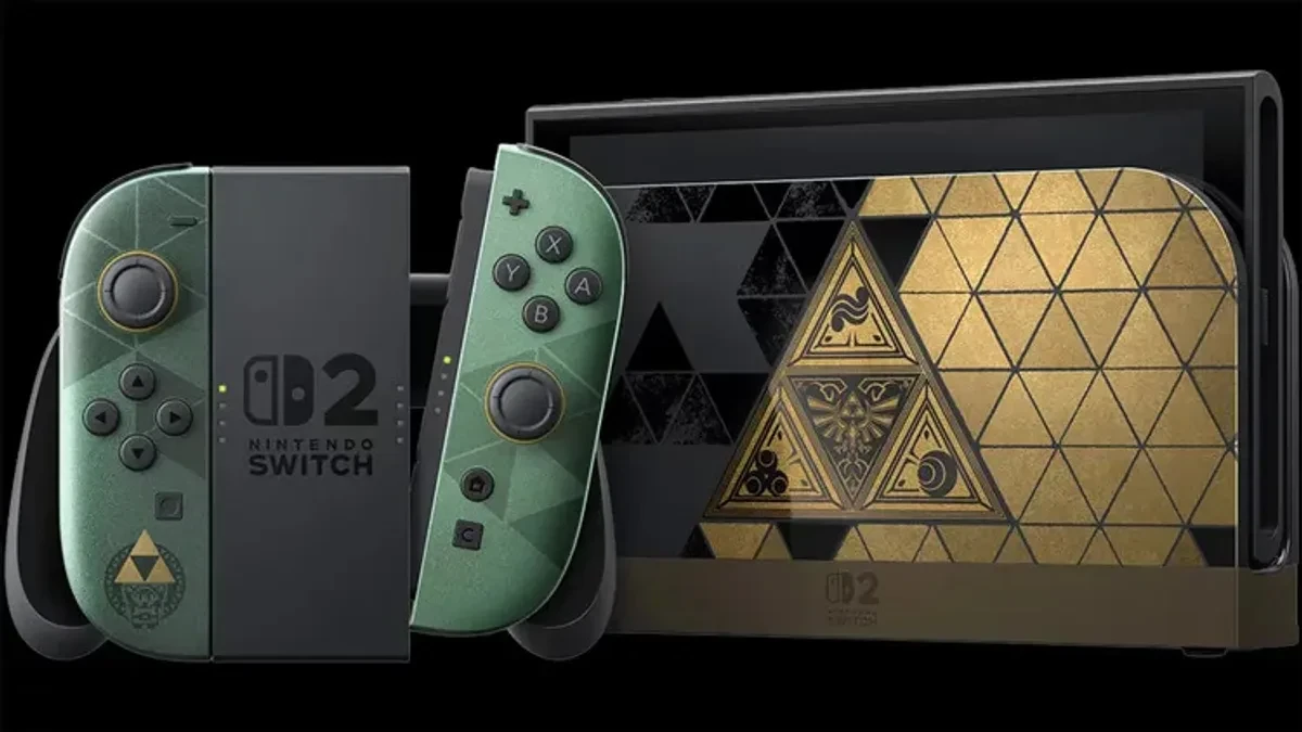 Nintendo Switch 2 Legend of Zelda 40th Anniversary Collection dock and Joy-Con controllers