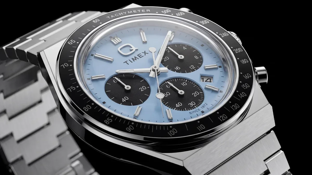 Q Timex Chronograph watches with vintage 1970s racing design