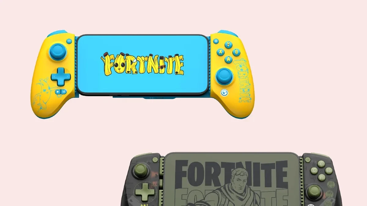 The new lineup of GameSir Fortnite-themed controllers including G8 Plus and X5 Lite variants.