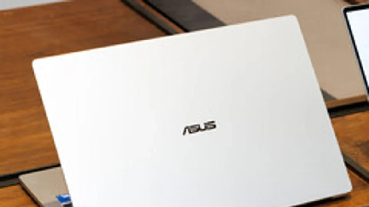 The backside of the ultra-thin 10.4mm Asus ExpertBook Air laptop