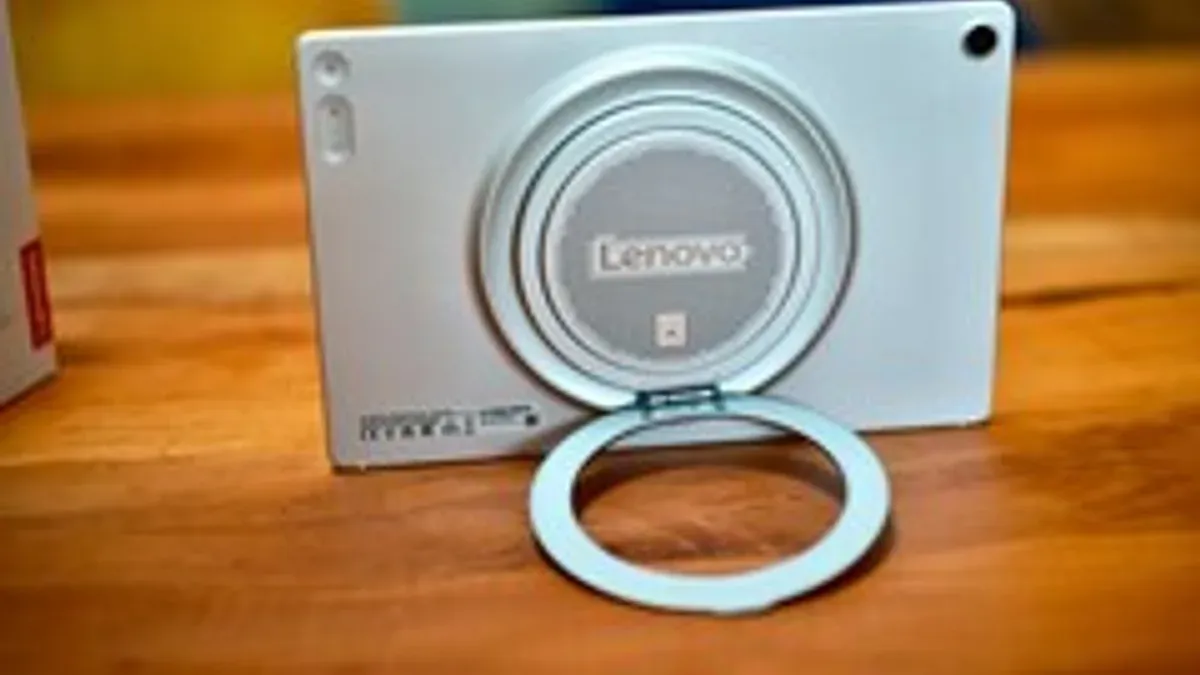 A media-focused tablet with an unmatched built-in stand