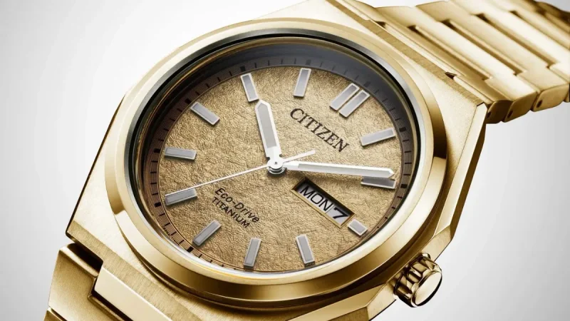 This $695 Gold Citizen Watch Solves the Weight Problem of Retro Steel