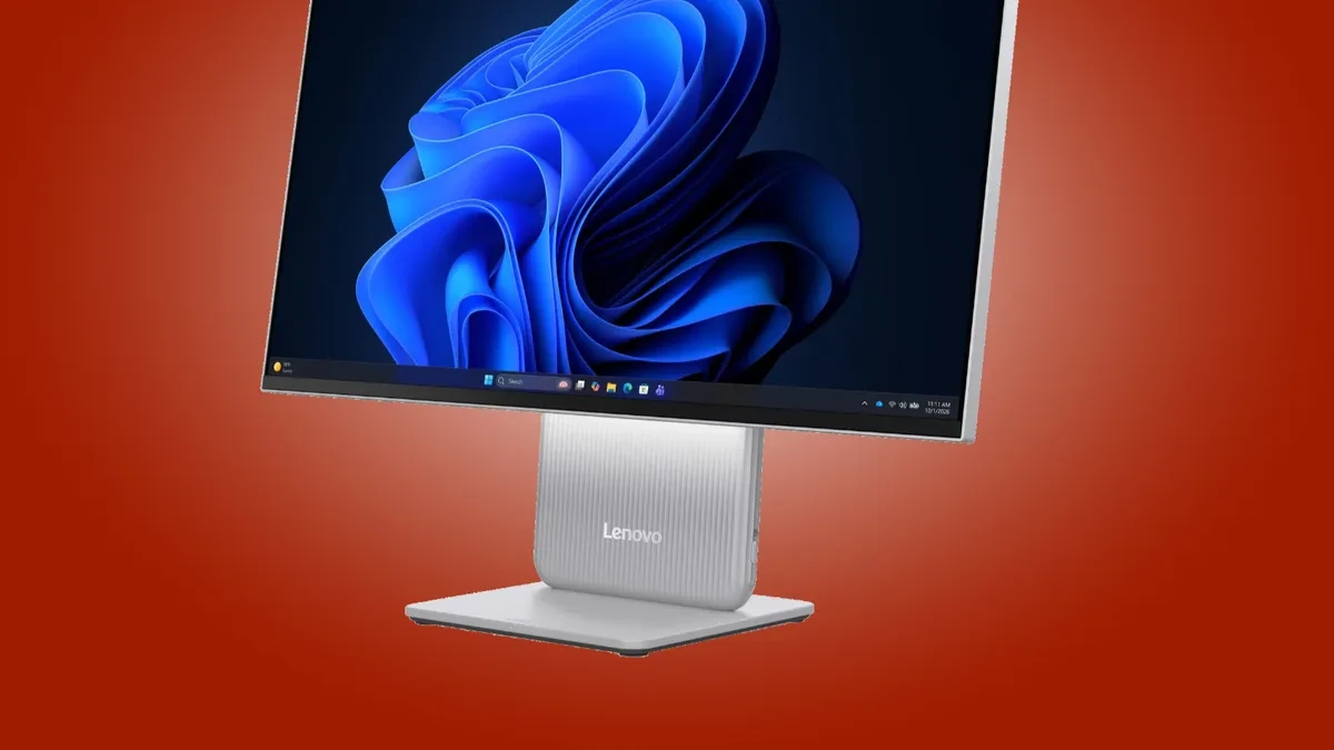 Lenovo IdeaCentre AIO 24IWC11 all in one desktop computer on a clean white desk setup
