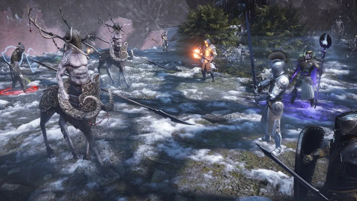 A tactical combat scene from the dark fantasy RPG King Arthur: Knight's Tale.