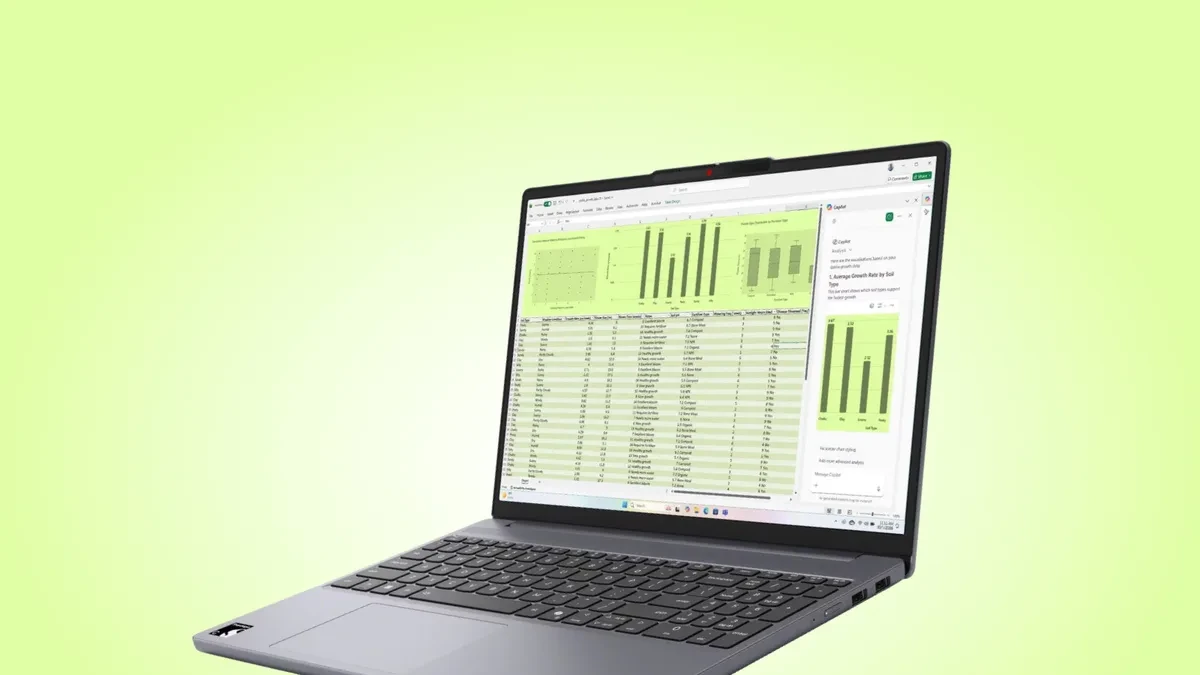 The Lenovo IdeaPad Slim 3 15-inch laptop showing a clean, modern aesthetic with a silver finish.
