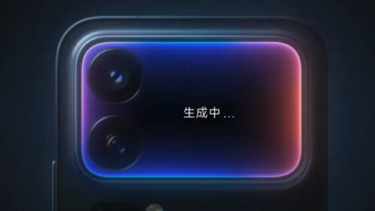 Official Xiaomi 18 Pro teaser showing the horizontal rear camera module with integrated secondary display.