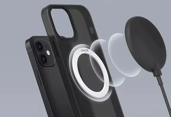 Anker MagGo Power Bank 10K Slim attached to iPhone