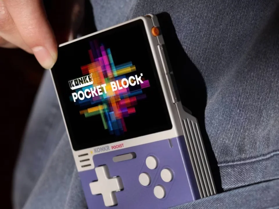 Ayaneo Konkr Pocket Block AI handheld gaming device in compact design