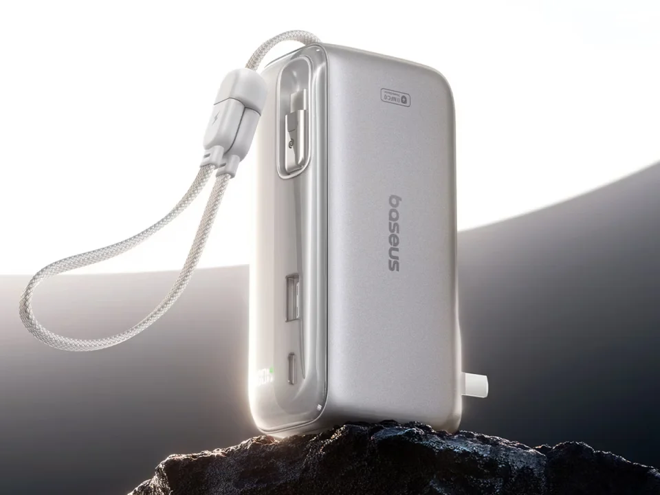 Baseus SuperCharge Pro 3-in-1 power bank with integrated USB-C cable