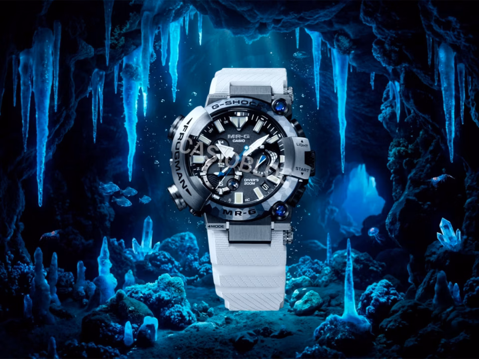 Casio G-Shock MRG-BF1000EB-1A titanium watch with faceted sapphire bezel