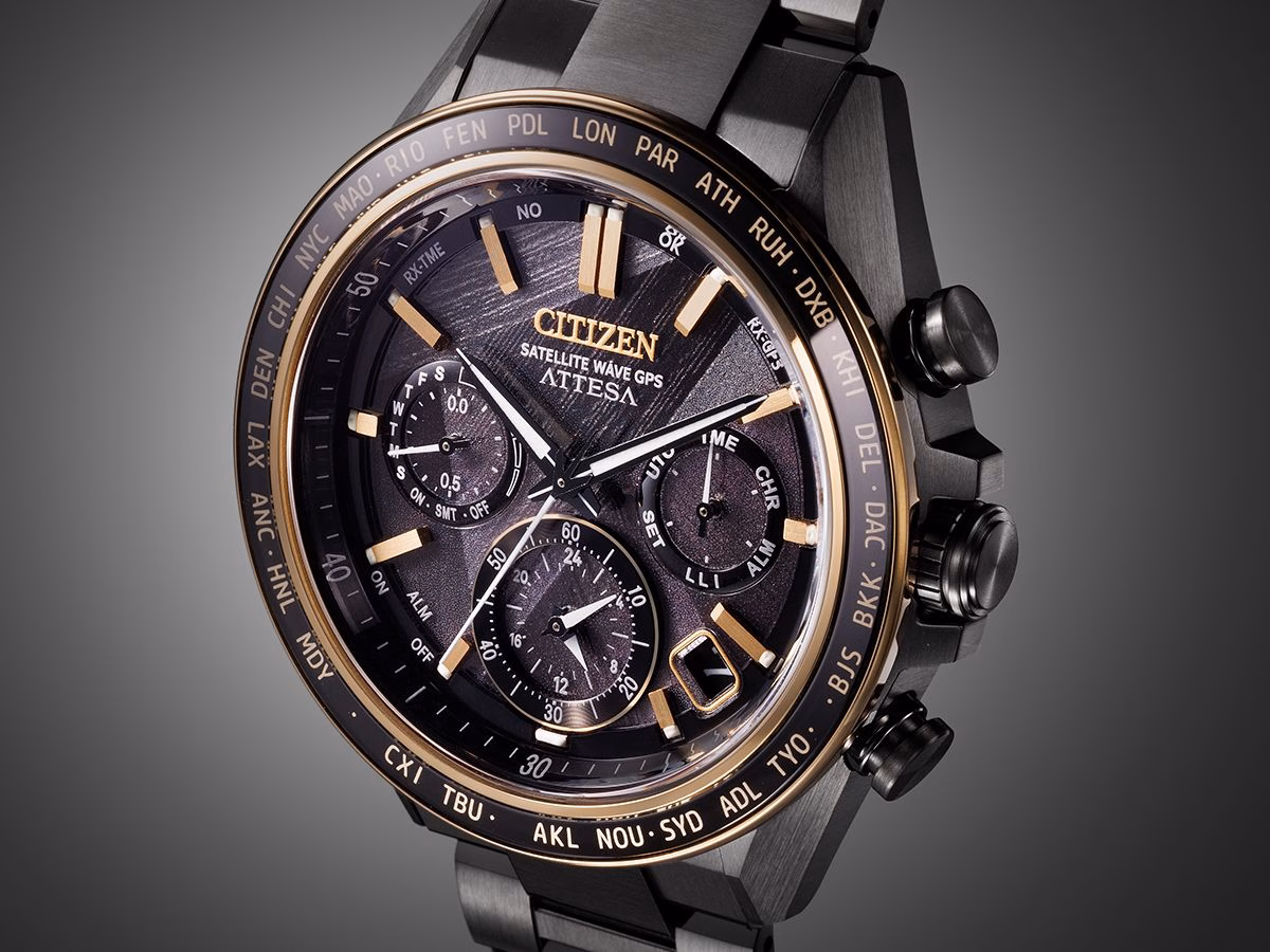 Citizen Launches Light in Black Watches for 50th Anniversary Citizen Light in Black collection watch with textured dial and black and gold design