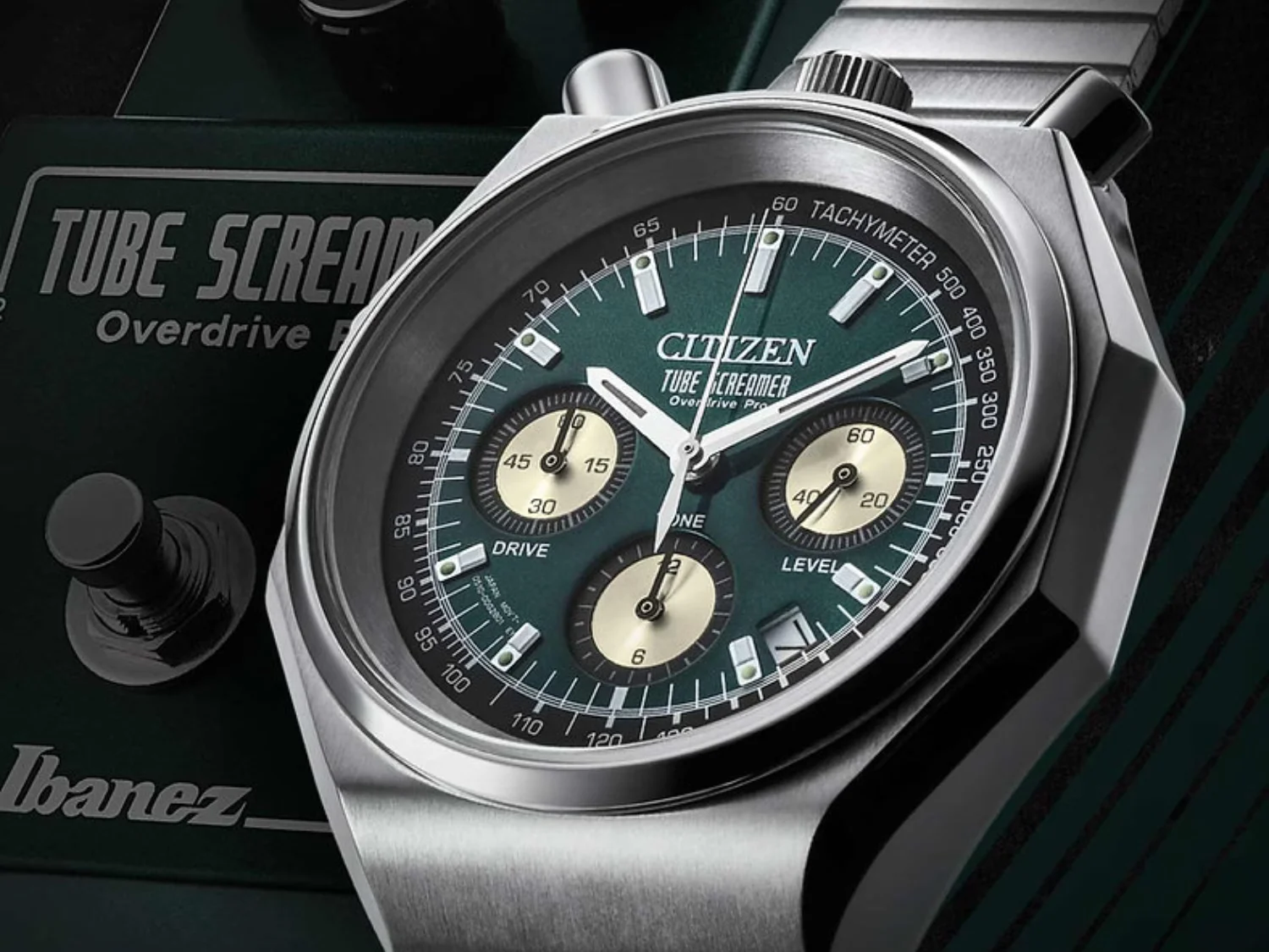 Citizen Tsuno Chrono Custom Tube Screamer limited edition watch inspired by Ibanez pedal