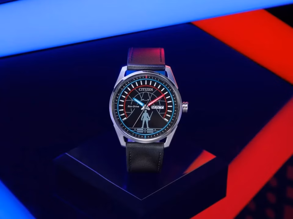 Citizen Star Wars Duel 2.0 watch with black dial and leather strap