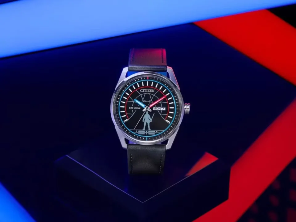 Citizen Star Wars Duel 2.0 watch with black dial and leather strap