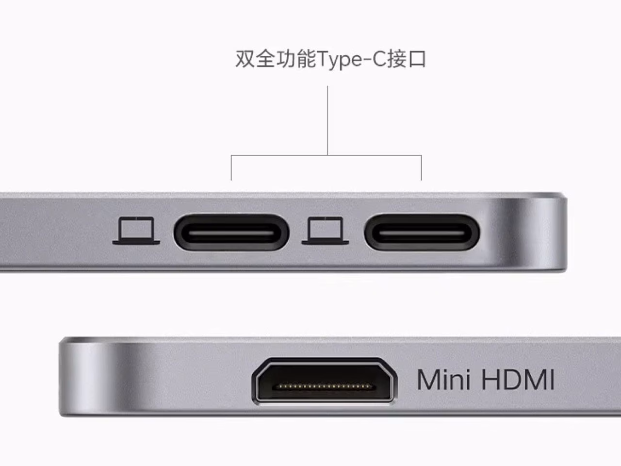 Ugreen AP16 portable monitor USB-C and Mini HDMI ports